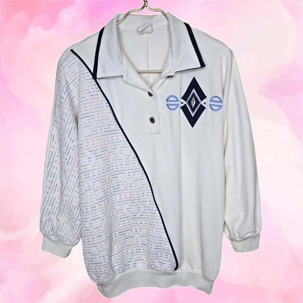 Graff Californiawear Vintage Geometric Knit Sweater Polo